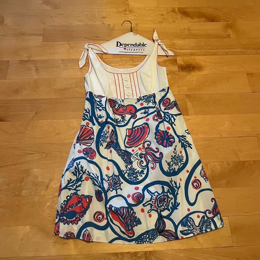Lilly Pulitzer White and Blue Dress with Red Accents